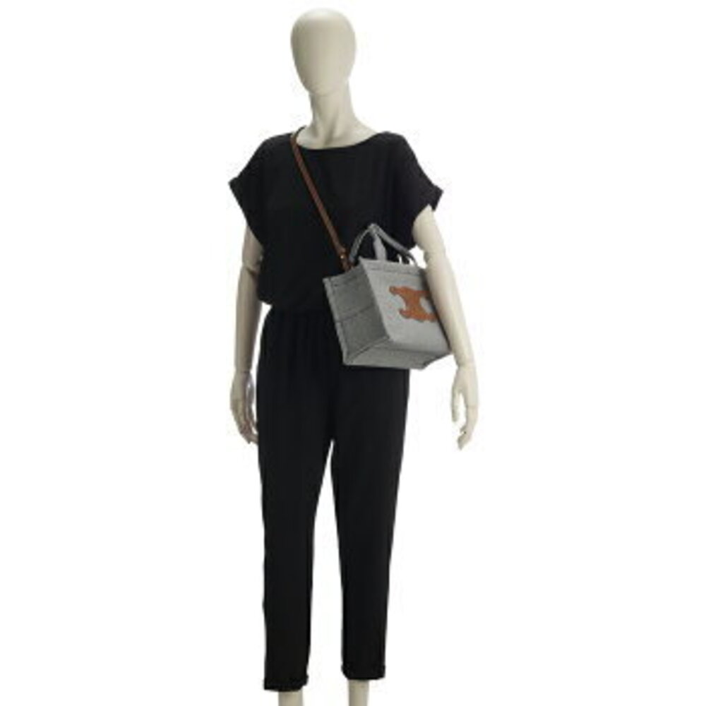 Celine Tote Bag THAIS Cabas Striped Textile Logo Shoulder - Picture 7 of 8